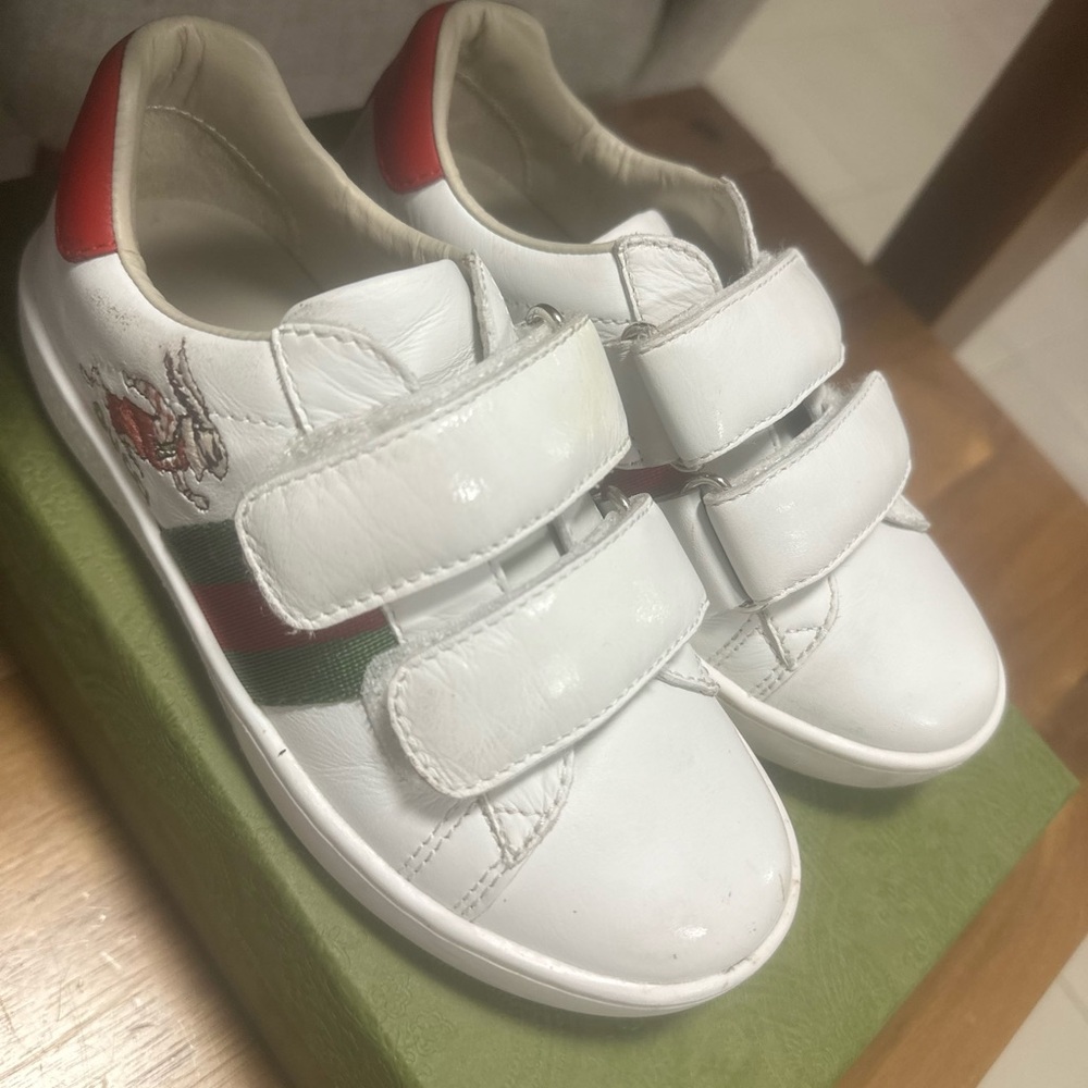 Gucci Kids White and Red Sneakers